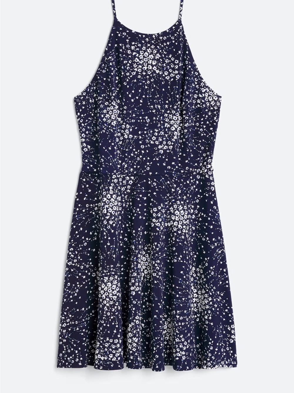 Navy Floral Halter Mini Dress — Women's Summer Sundress